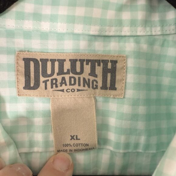 Duluth Polo Shirt Men's XL Green Plaid Button Up Short Sleeve 100% Cotton - Picture 6 of 12